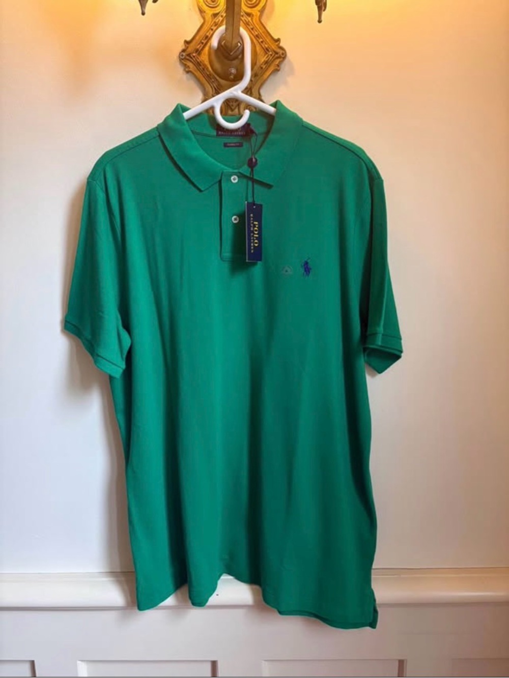 Ralph Lauren Men’s Kelly Green Polo Shirt with Navy Logo